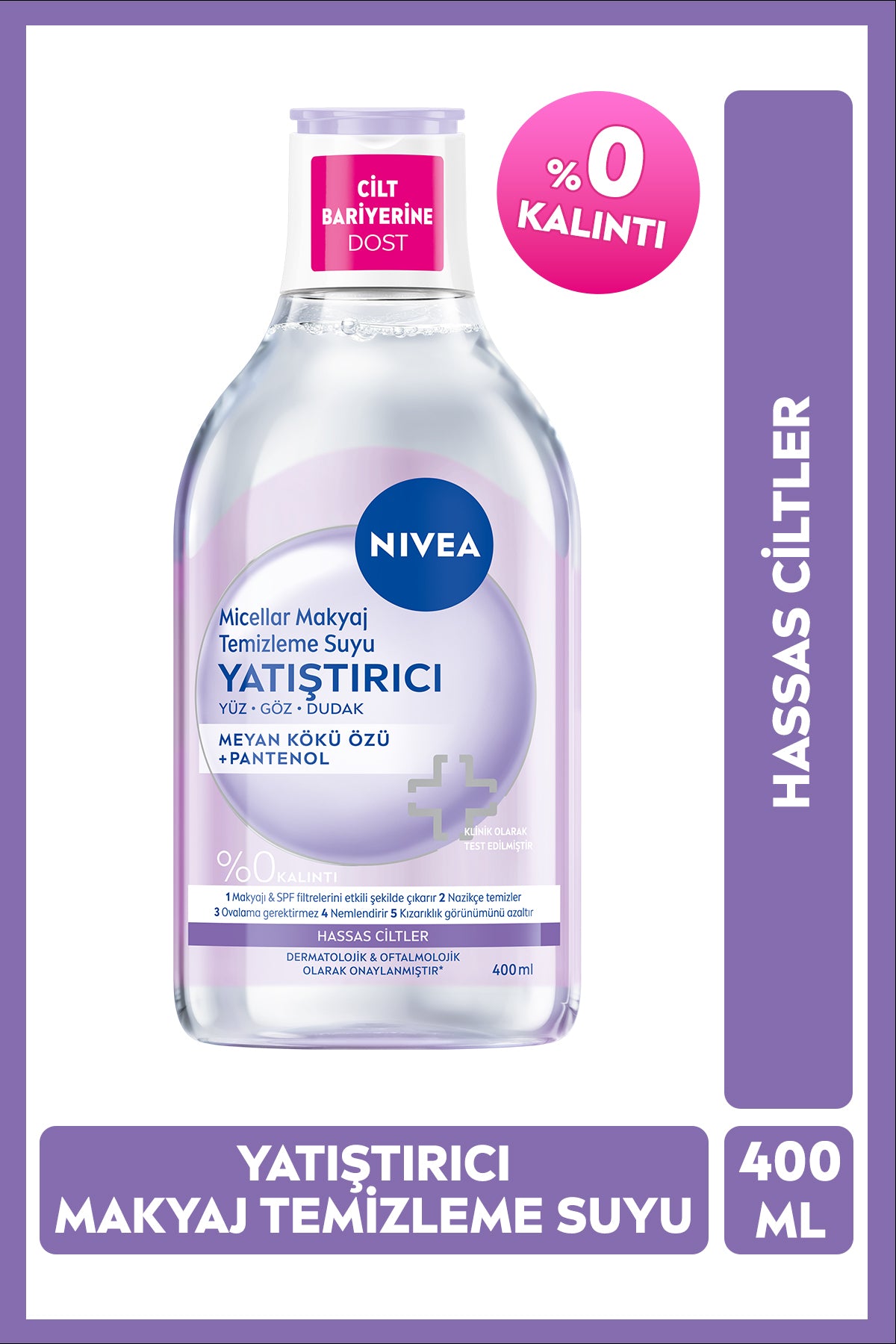 Nivea Soothing Micellar Makeup Cleansing Water 400ml, Face Eye and Lip, Anti-Redness, Sensitive Skin
