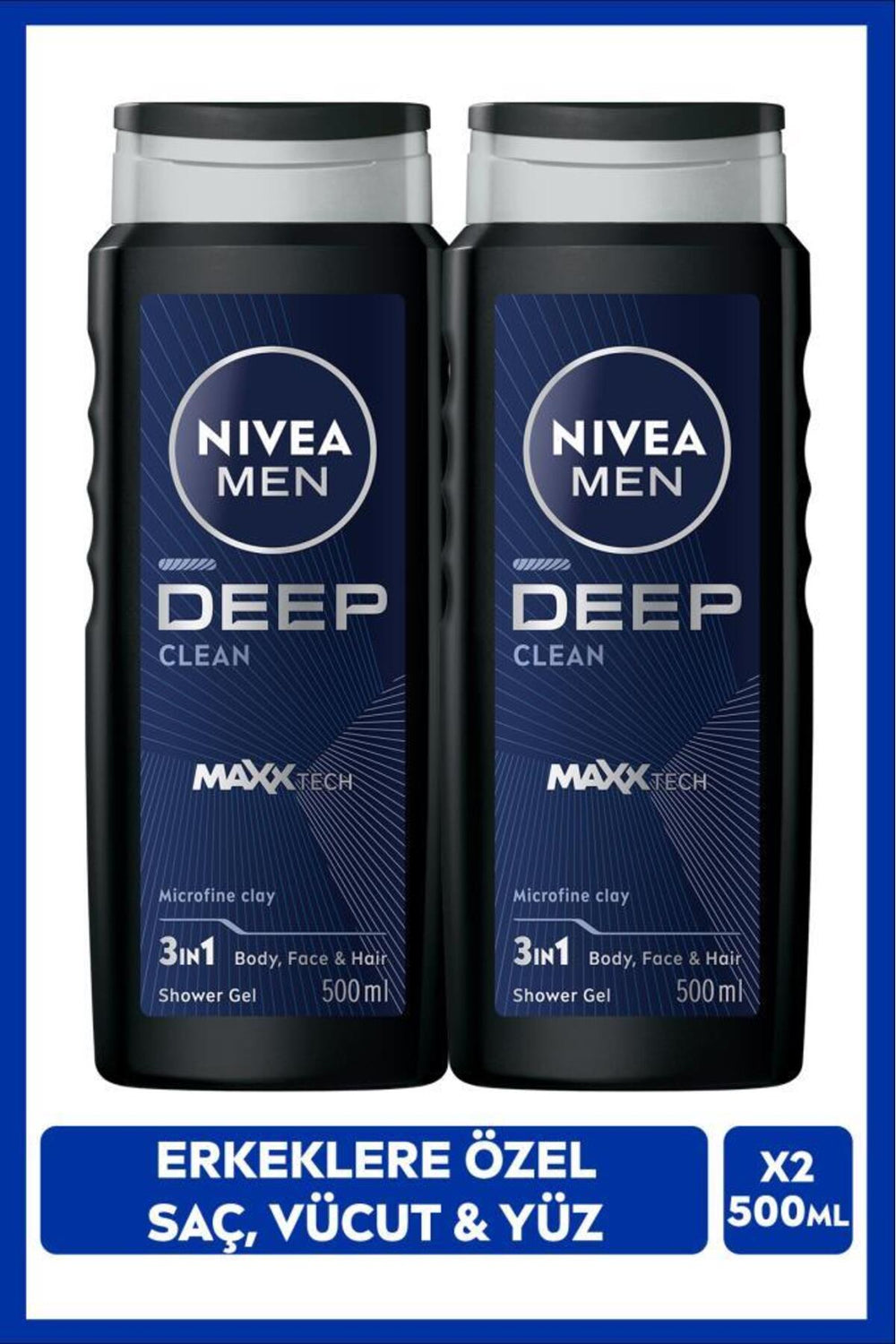 Nivea Men Deep Dimension Shower Gel, 500mlx2