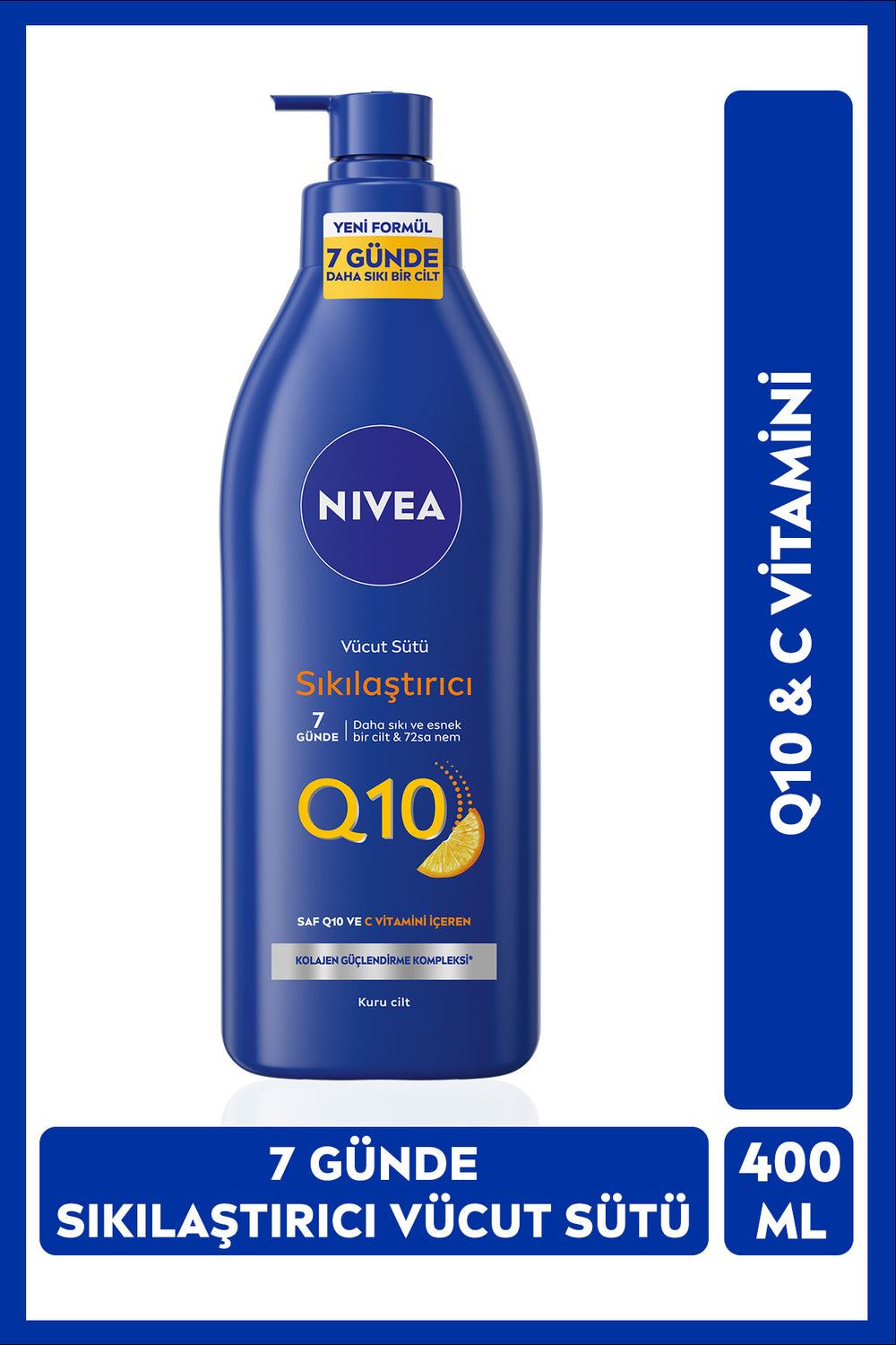 Nivea Q10 Firming Body Milk 400ml, Vitamin C, Collagen, 72 Hour Moisturizer, Dry Skin Types
