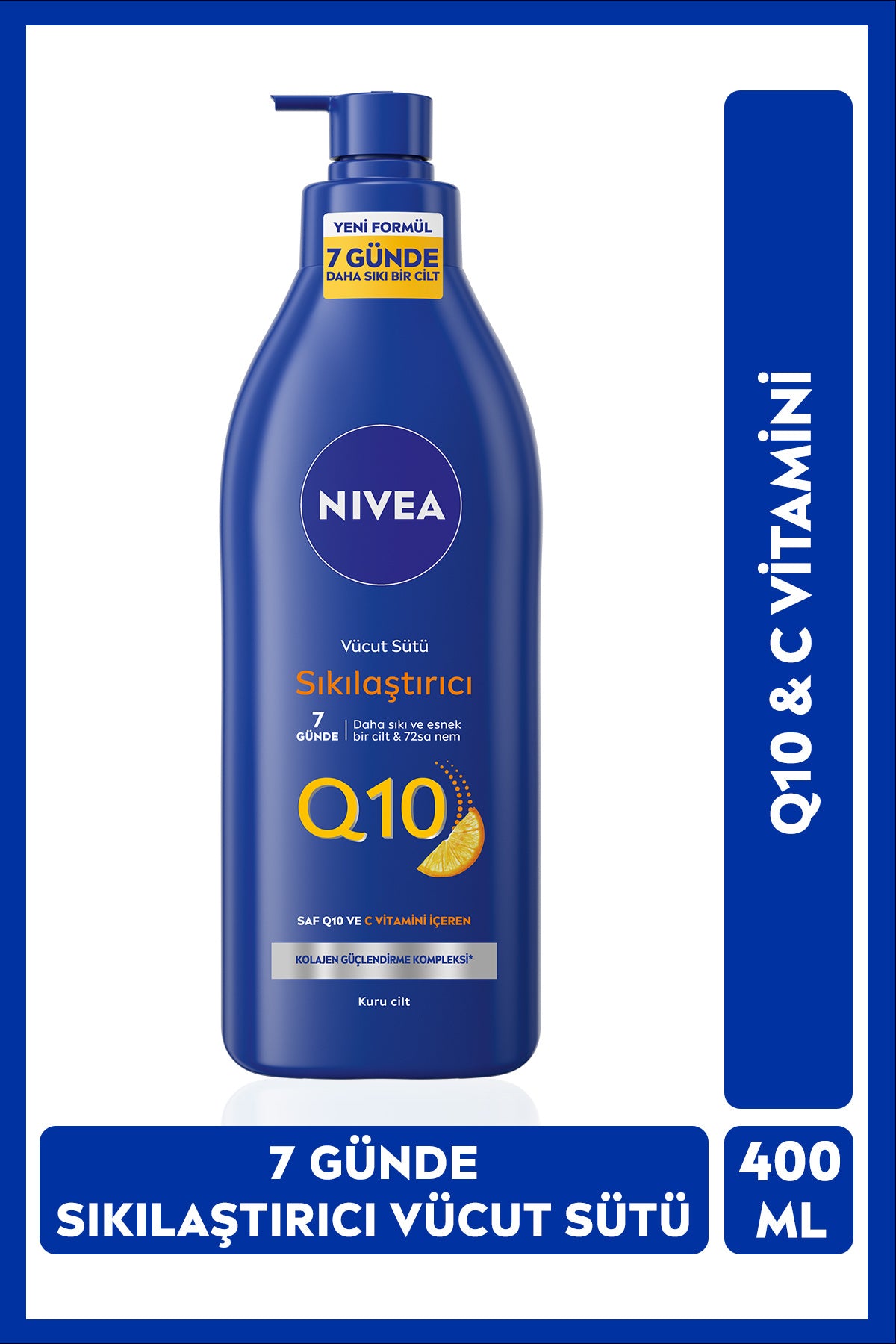 Nivea Q10 Firming Body Milk 400ml, Vitamin C, Collagen, 72 Hour Moisturizer, Dry Skin Types