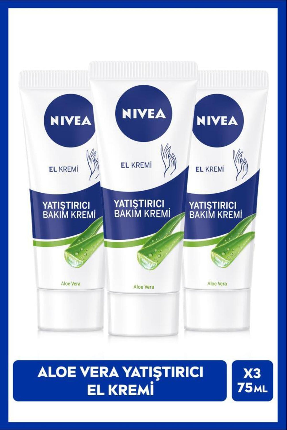 Nivea Soothing Hand Care Cream Aloe Vera 75ml, Moisturizing, Soft Skin, Fast Absorbed, X3 Pieces