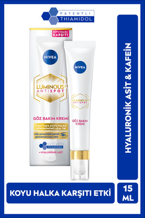 Nivea Luminous630 Anti-Dark Circle Eye Care Cream 15 ml, Moisturizer, Thiamidol, Hyaluronic Acid