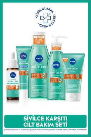Nivea Anti-Acne Skin Care Set, Derma Skin Clear Serum, Facial Cleansing Gel, Tonic, Peeling, Night Cream