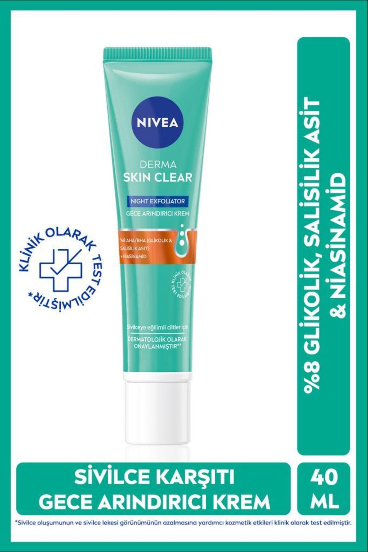 Nivea Derma Skin Clear Exfoliator Night Purifying Cream 40ml, Anti, Niacinamide, Combination Skin