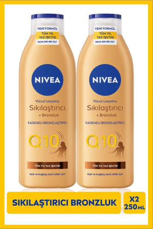 Nivea Q10 Firming And Bronzing Body Lotion 250ml, Gradual Tan, Light Wheat Skin, X2 Pieces