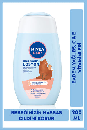 Nivea Baby Baby Moisturizing Lotion 200ml, 24 Hour Effective Care and Protection, Sensitive Skin, Aloe Vera