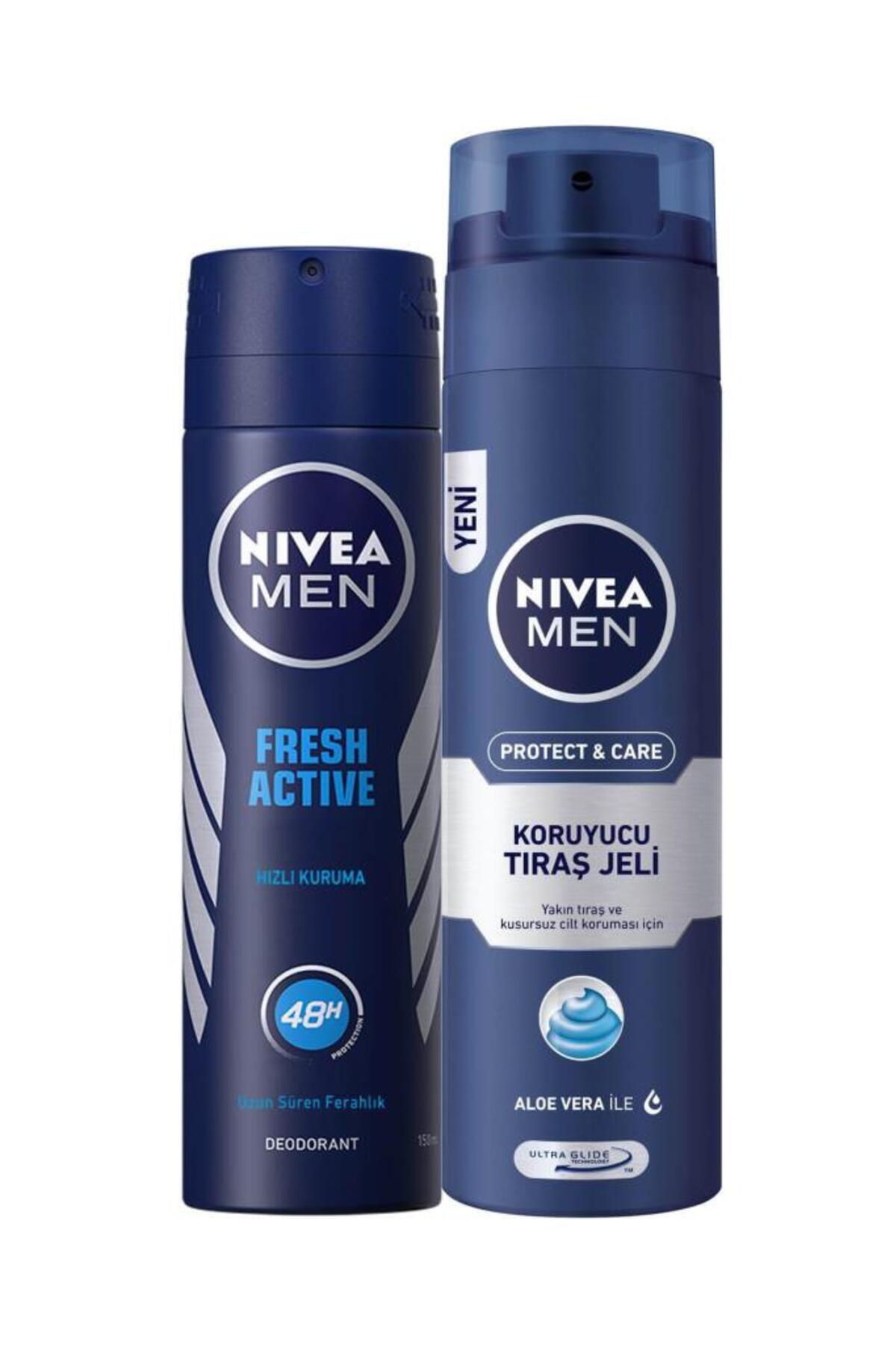Nivea Fresh Active Men's Deosprey 150ml Shaving Gel 200 ml for Protective and Care