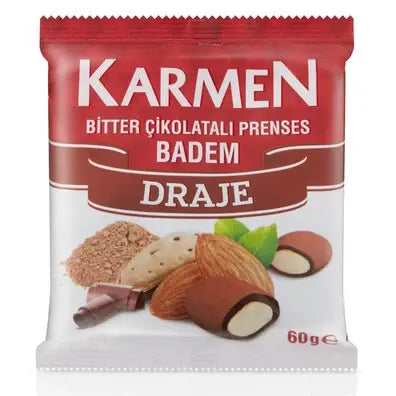 Almond Dragee Covered in Chocolate - 60 grams- 12 pcs