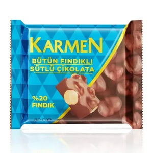 Karmen شوكولاتة بالحليب والبندق الكامل 80 جم - 5 قطع