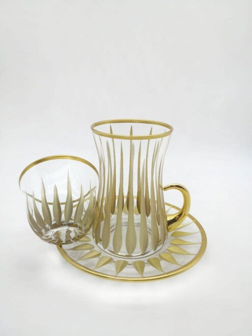 Hand-decorated and Gilded Tea Cup Set 18 Pieces