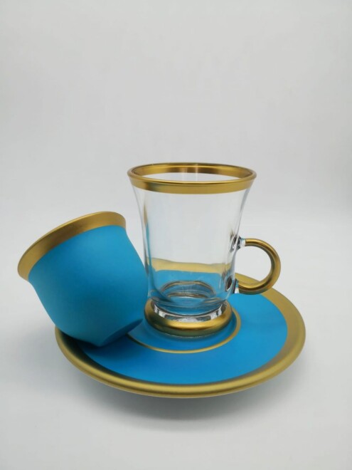 Natural Colored Tea Cups -  Turquoise - 18 Pieces