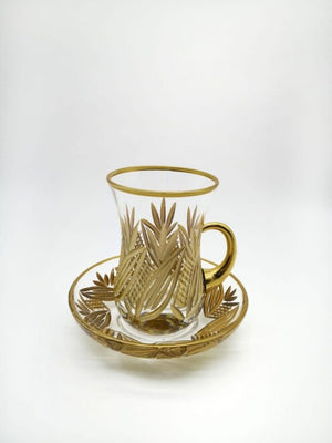 12 Pieces Gold-colored Botanical Patterns Tea Cup Set