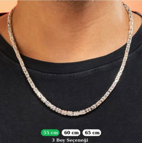 سلسلة قلادة كينغ سكوير باللون الأبيض الفضي 4.5 مم