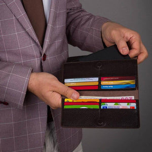 HandMax Unisex Genuine Leather Magnet Large Hand Wallet Brown