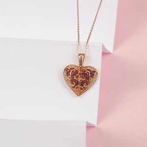 قلادة بدلاية قلب بلون ذهبي وردي مع أحجار زركون