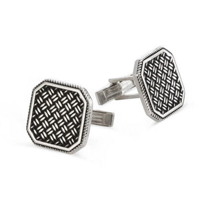 أزرار أكمام بتصميم هندسي من فضة عيار 925