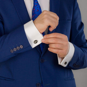 925 Silver Oval Cufflinks with Anchor Engraving