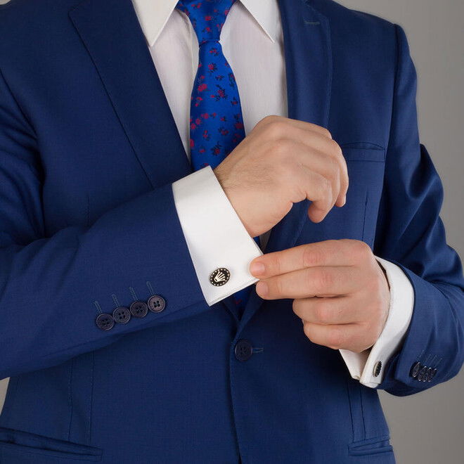 925 Silver King Crown Design Cufflinks