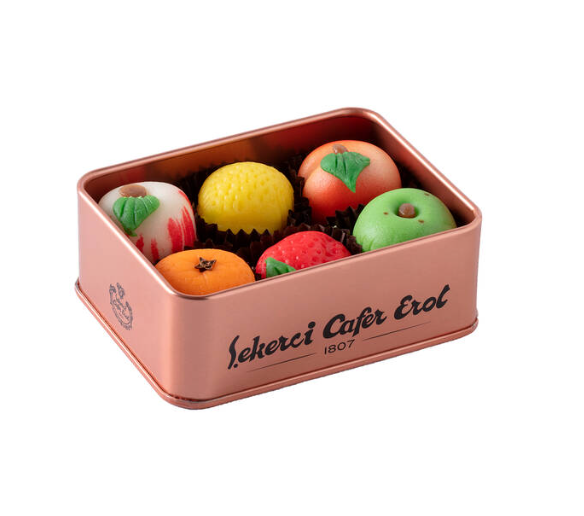 ?ekerci Cafer Bronze Tin Marzipan 6 Pcs - Premium Almond Sweets