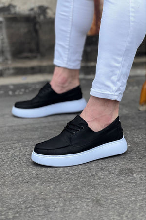 Wagoon Men's Orthopedic Black Leather Casual Shoes WG508