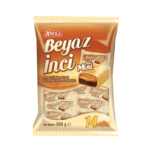 اكس رول بسكويت الكاكاو مغطى بالشوكولاتة البيضاء والكراميل