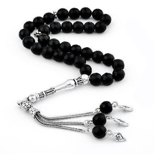 Rosary made of Onyx Stone with a 925 silver tassel