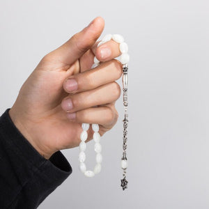 Rosary made of natural Nacre stone with a royal tassel