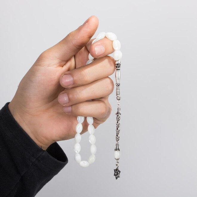 Rosary made of natural Nacre stone with a royal tassel