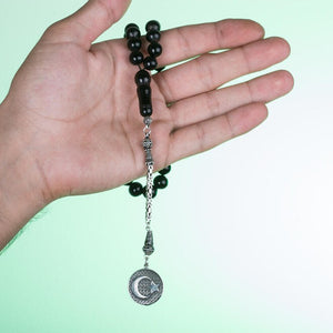 Lignite Stone Rosary with tassel bearing moon star symbol