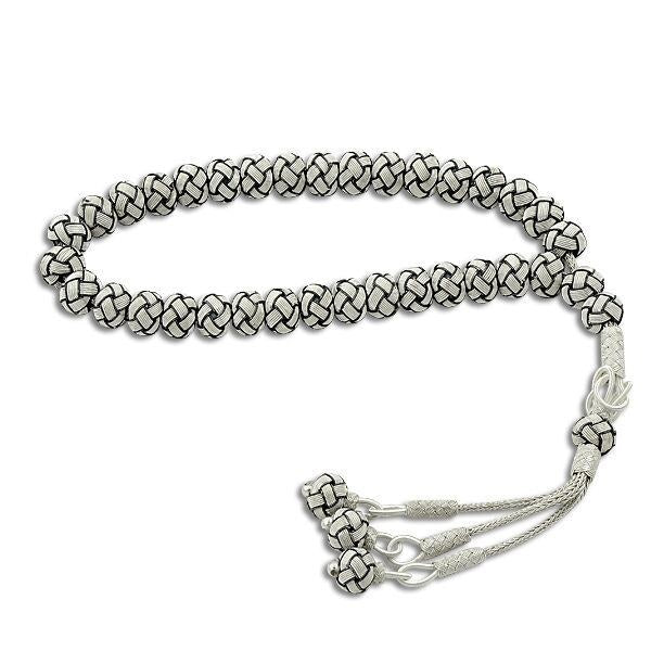 White rosary made of 1000 carat silver wires using Qazzazi Art