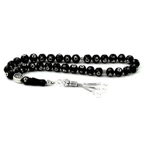 مسبحة فضة استرليني عيار 925 مصنوعة من الليجنيت مع نجمة وهلال