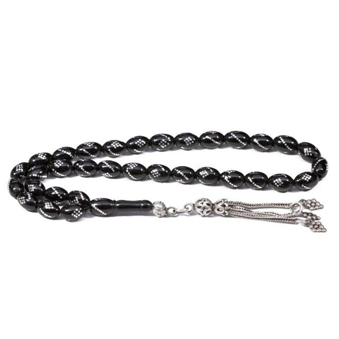 Rosary made of lignite stone with Cornelian cherry shaped beads