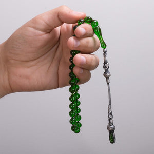 Rosary made of pressed amber with double Qazzazia tassel