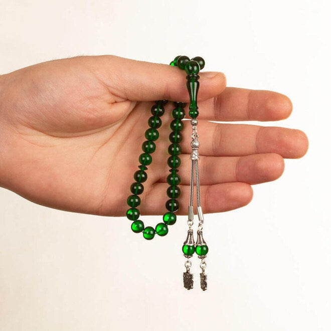 Rosary made of pressed amber with double tassel
