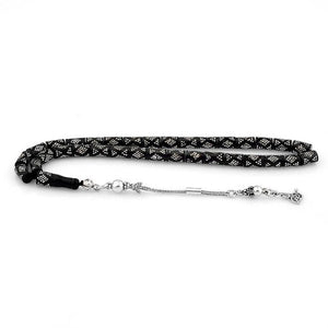 Rosary made of lignite stone decorated with the symbol of Tughra