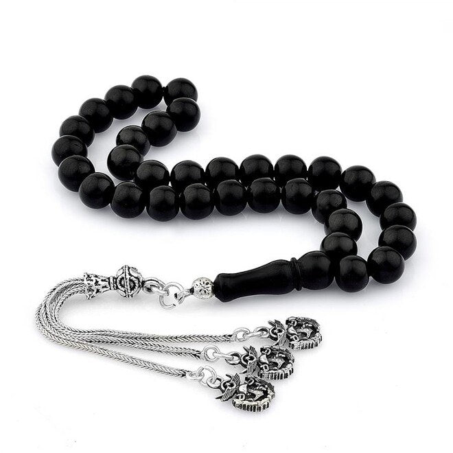 Rosary made of lignite stone with tassel decorated with the General Staff emblem