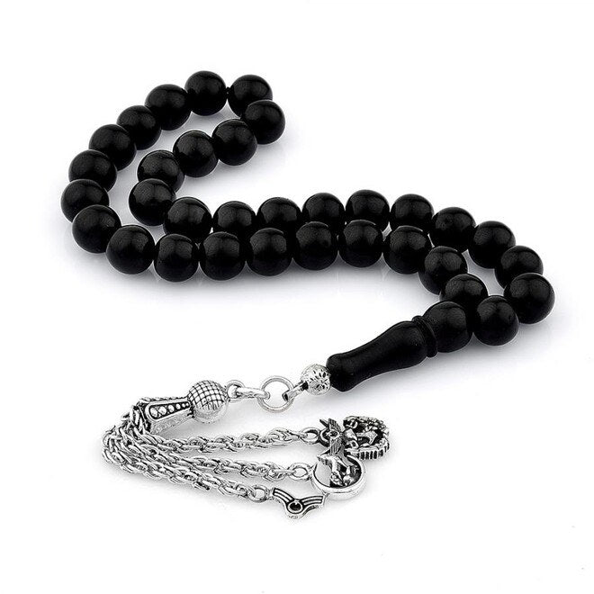 Rosary made of lignite stone with triple tassel