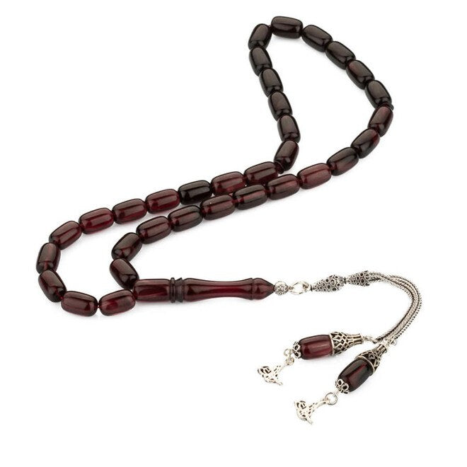 Rosary made of pressed amber with capsular beads