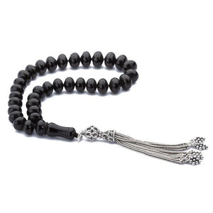 Rosary made of lignite stone with flat beads