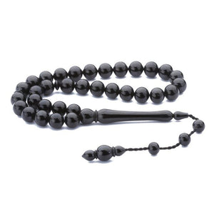 Rosary made of lignite stone with spherical cut beads