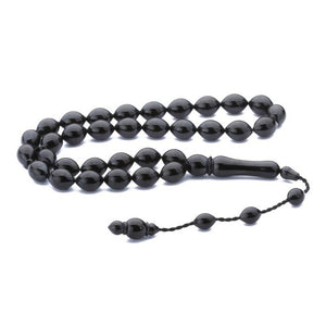 Rosary made of lignite stone with beads cut with pointed ends