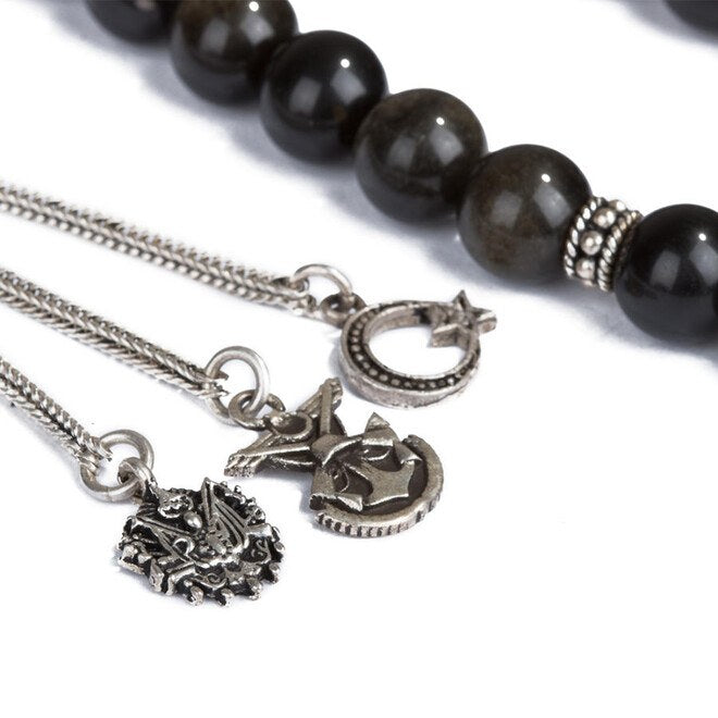 Rosary made of onyx stone with tassel decorated with symbols of the General Staff