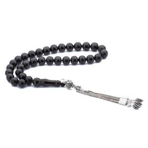 Rosary made of lignite stone with spherical beads