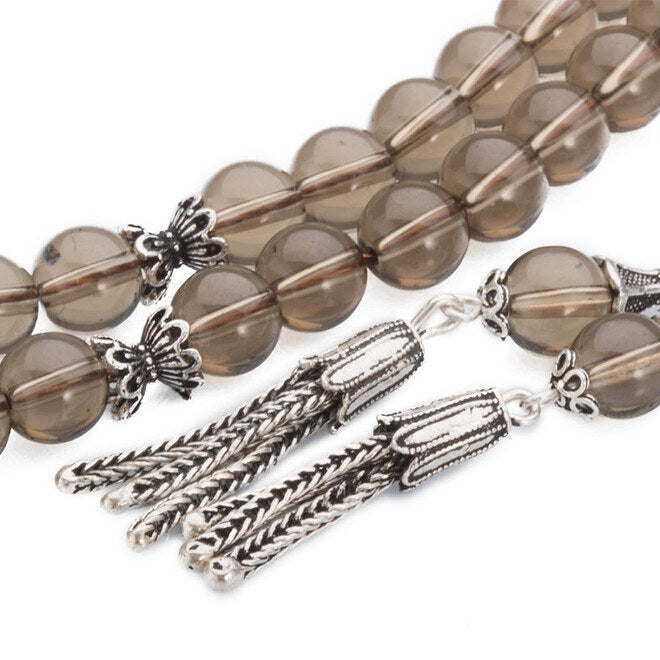 Rosary made of Smoky quartz with tassel terminated in short chains