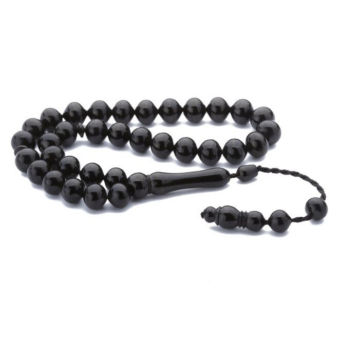 Black rosary made of lignite stone