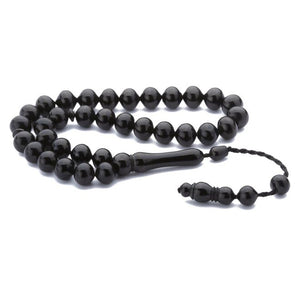 Black rosary made of lignite stone
