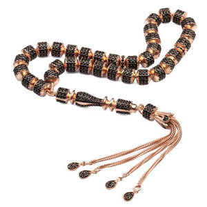 Rosary made of silver and decorated with black zircon stone
