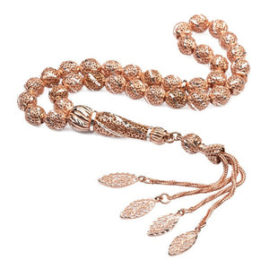 Rosary made of silver Perforated and engraved with a pink pen