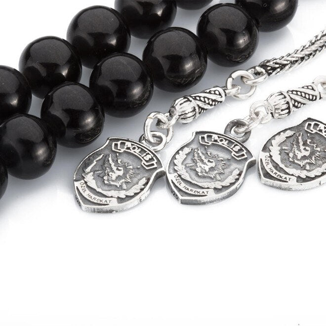 Erzurum Lignite Stone Rosary with a tassel bearing polis symbols