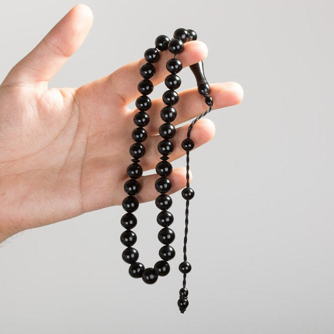 Rosary made of Erzurum lignite stone with black beads